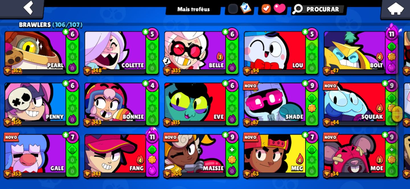 CONTA BRAWL STARS COMPLETA | 265 SKINS + 35 HIPERCARGAS + 32K TROFÉUS