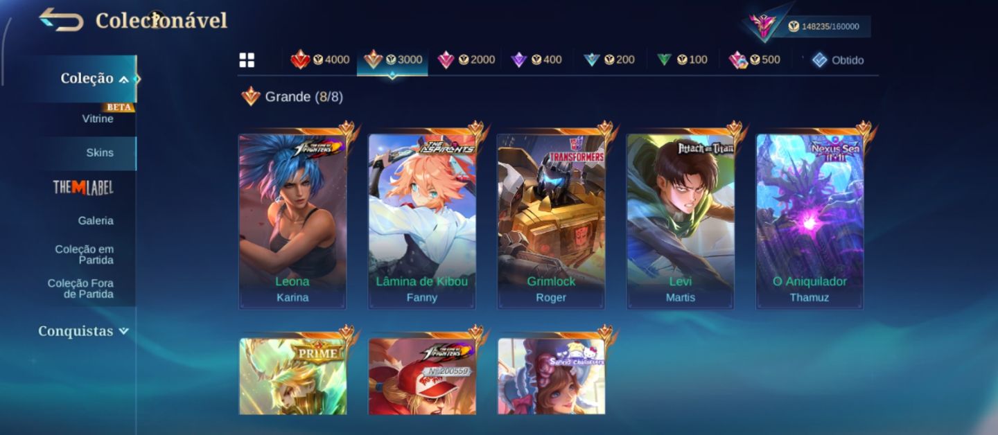Legend Lunox - 463 Skins - Full herói e emblemas - líder de clã nível 10