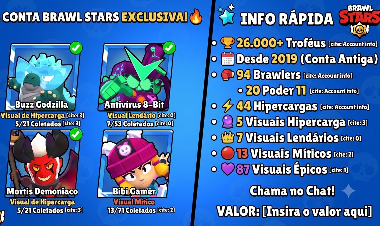 Conta Brawl Stars de 2019 + várias skin