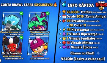 Conta Brawl Stars de 2019 + várias skin