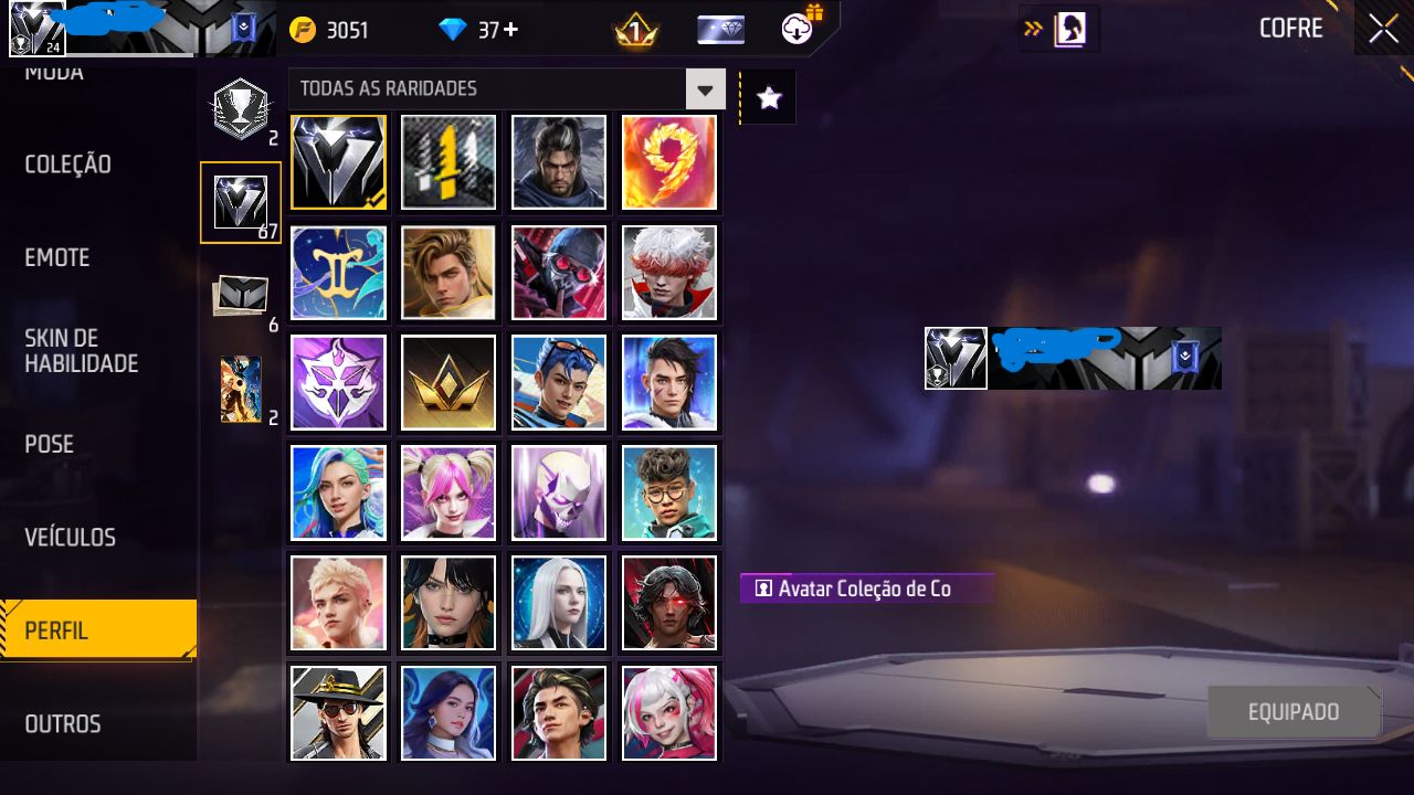CONTA FREE FIRE PLATINA MODO RANK COM SKINS