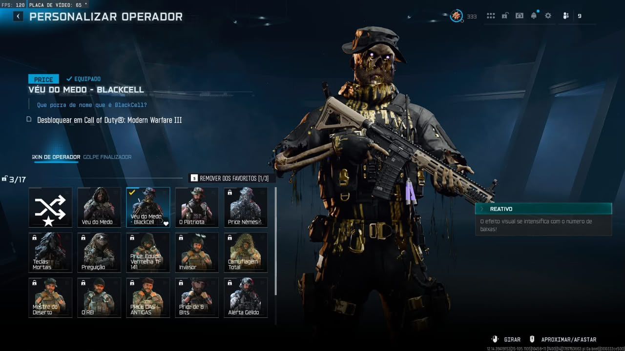 Conta warzone com Alucard, Izzy, Bailarina, Michael Myers