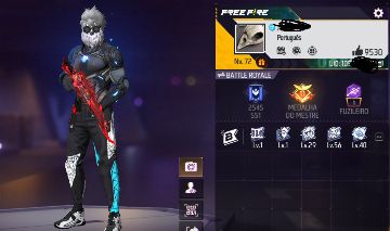 Conta de free fire com coleção grande e skins raras