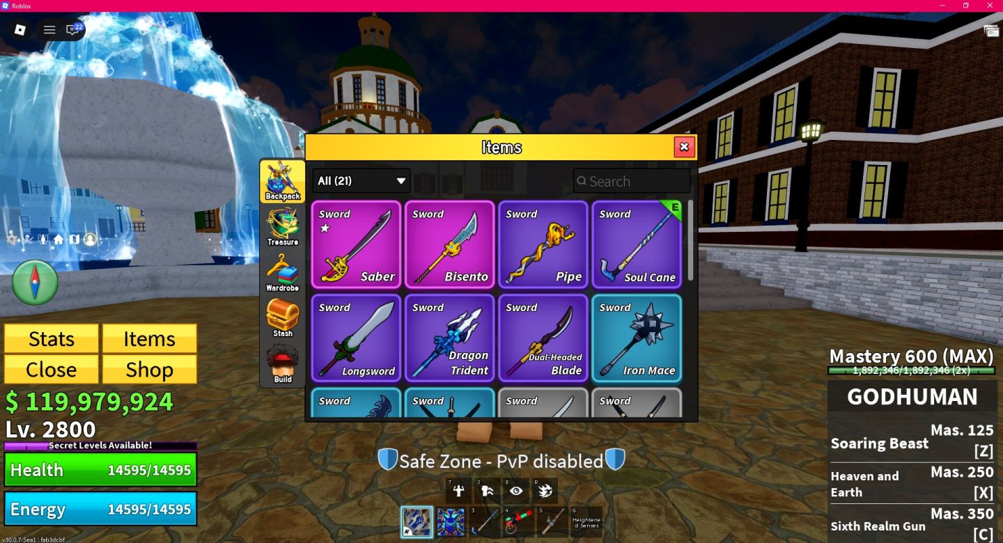 Conta Blox Fruits com Kitsune 600 mastery
