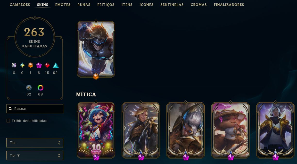 CONTA LEAGUE OF LEGENDS - 263 SKINS - ULTIMATE/MITICAS/LENDARIAS - FULL ACESSO