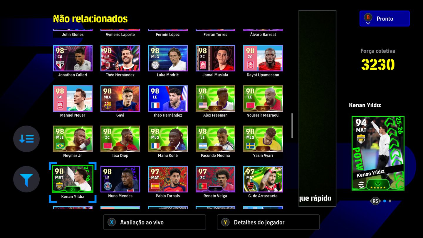 Conta Efootball Steam Rodri big time e James Rodriguez blitz