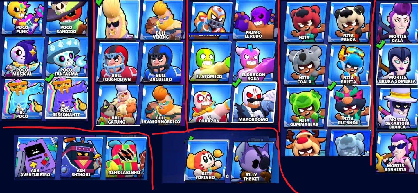 Conta Brawl Stars bem upada, Full Acesso 330+ Skins 106 Brawlers