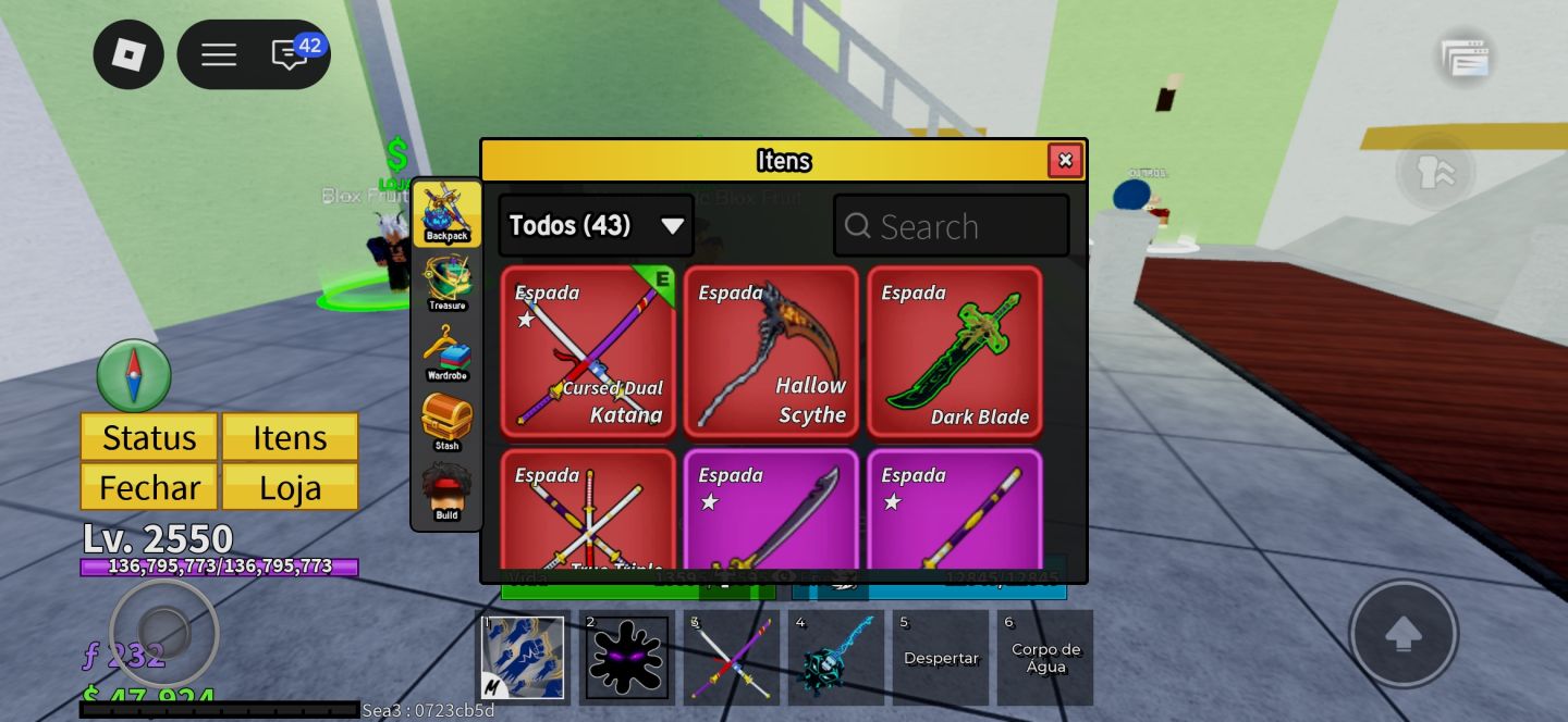 CONTA DE BLOX FRUITS COM VARIAS FRUTAS PERM E MUITO MAIS!, ENTRE OUTROS JOGOS!