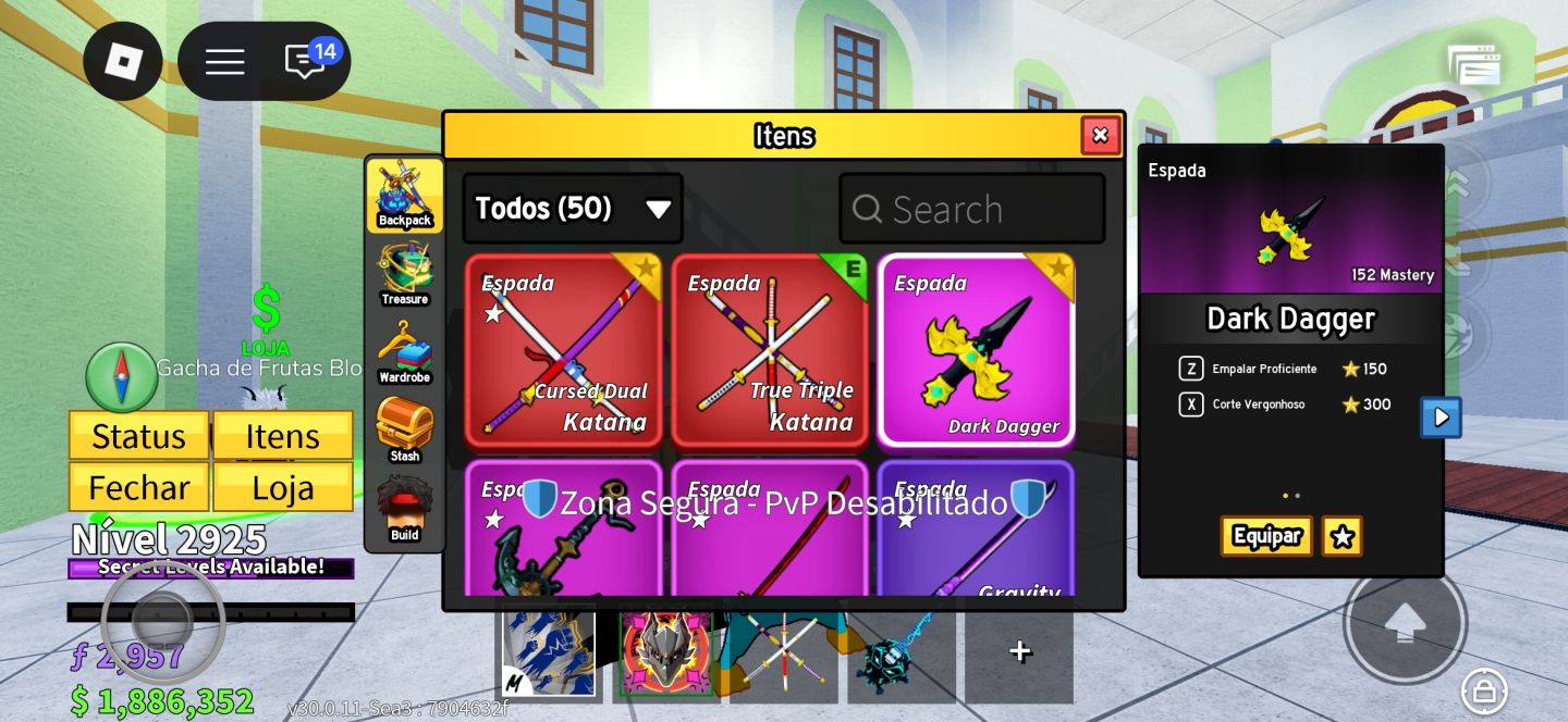 [CONTA MAIN] Blox Fruits (DRAGON PERM + TTK) + RodoGrau FULL PASS + Brookhaven