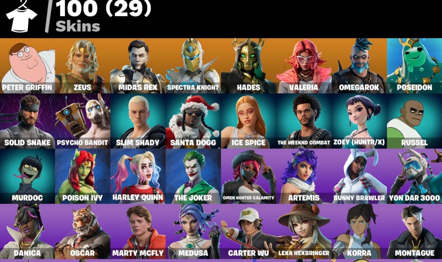 Conta Fortnite 100 skin, com skin bandido psicopata etc,
