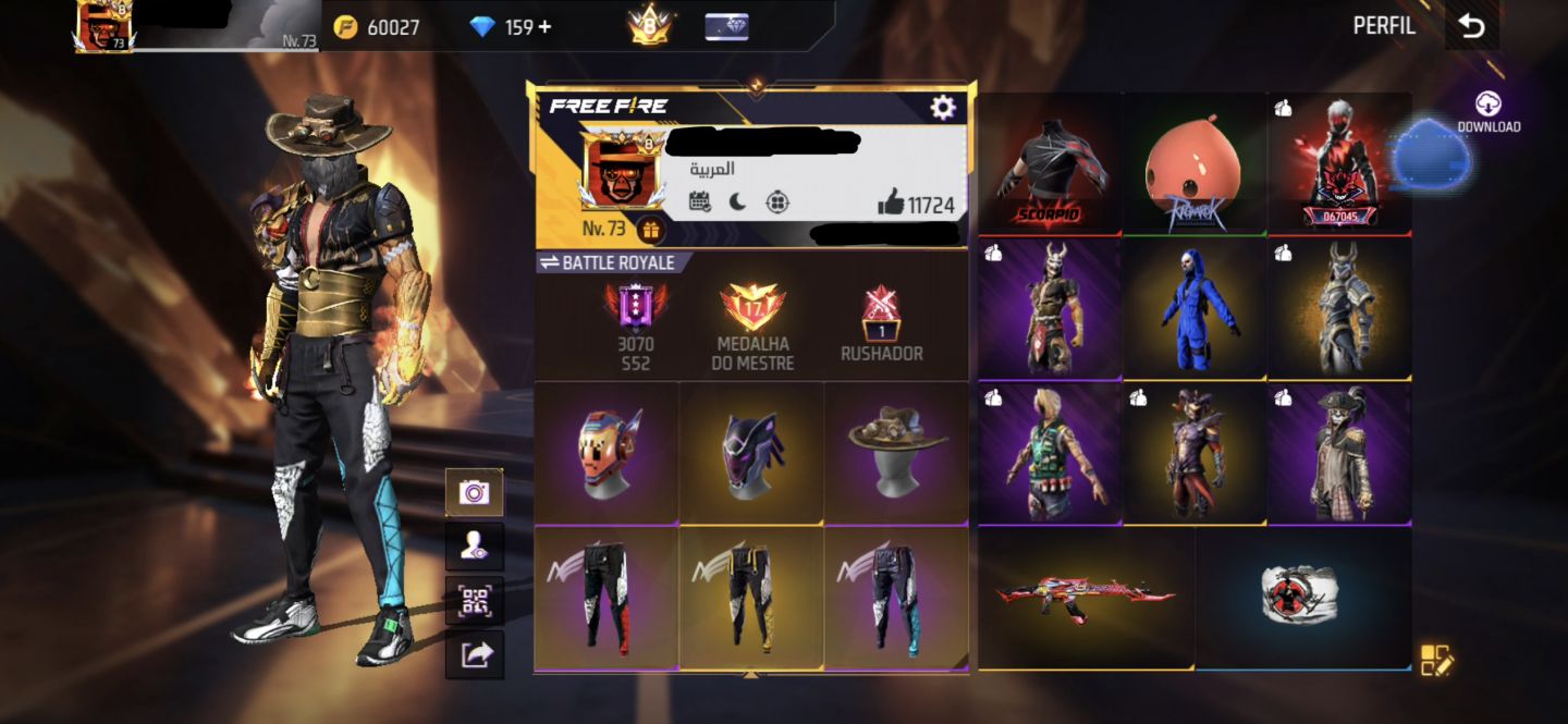 Aberto a Negociação! Conta Free Fire Prime 8, Passes 6,7,8,9,10, Full Angelical