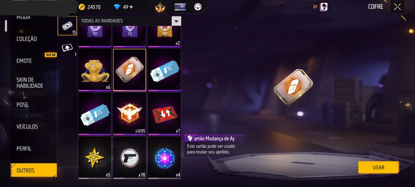 CONTA FF NIVEL 17 + MORCEGO CAÓTICO + 3 SKINS DO NARUTO + 2 GELOS (SEU EMAIL)