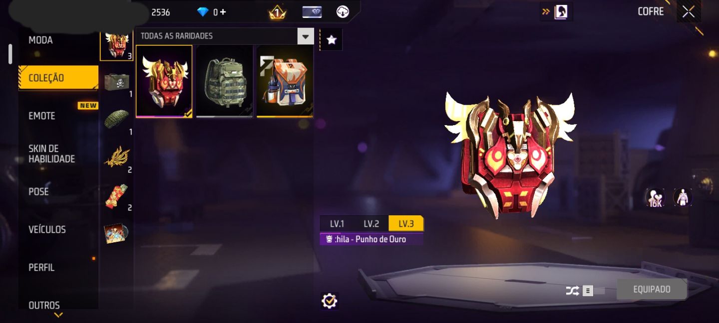 CONTA COM FURIA SOBRE RODAS + AGUIA RUBLIA + ASA DELTA NOVE CALDA + EMOTE NARUTO