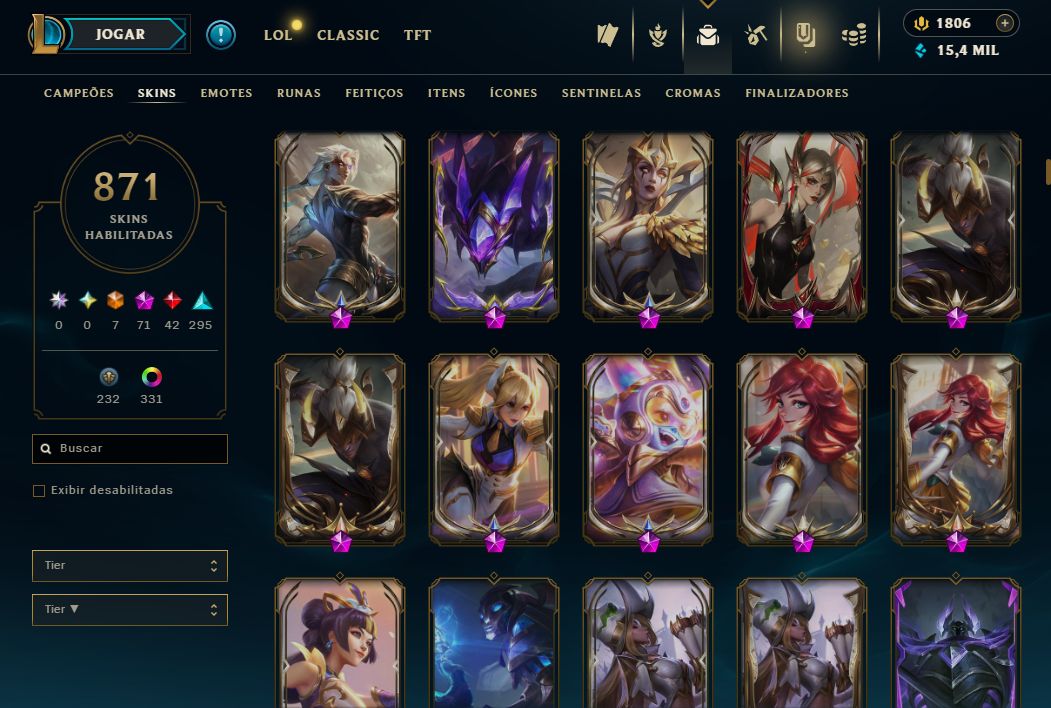 Conta Lol de 2017 / 871 Skins / Nivel 1064 / 777 Icones