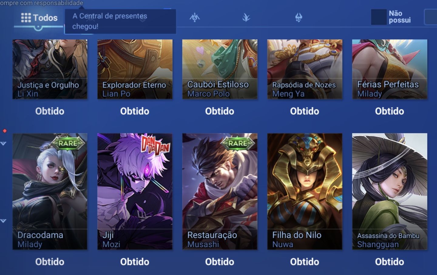 Account smurf Honor of Kings, Elo mestre , skins de collab e flawless