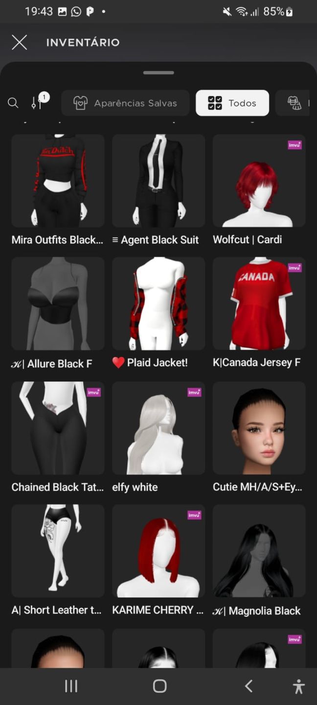Conta IMVU Feminina | 626 Itens | Looks & Acessórios