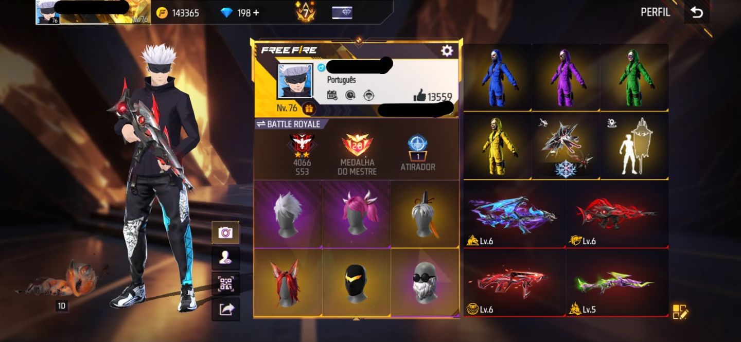 Conta free fire gemada com angelical barbinha punho bandeirao troca nick prime 7