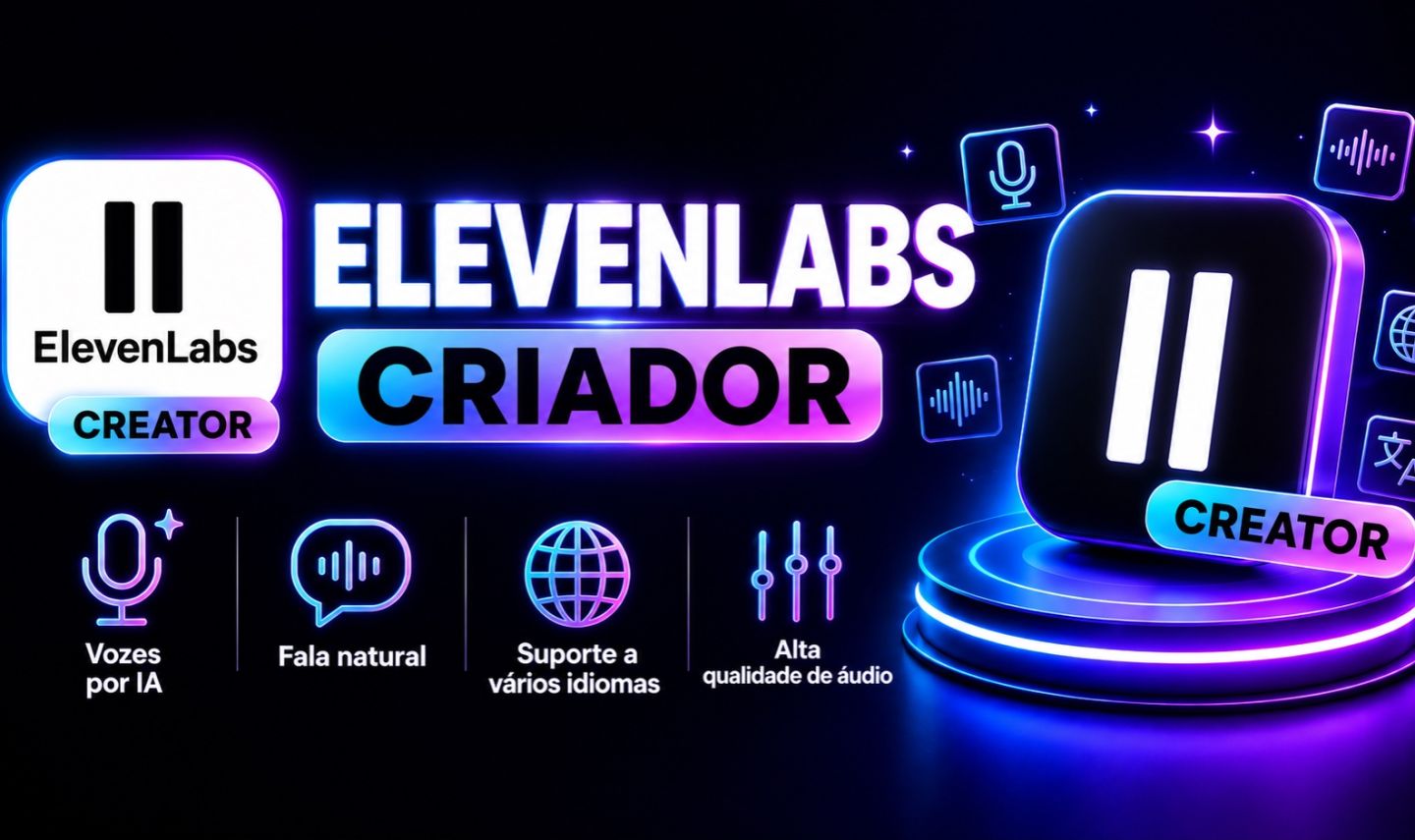 Elevenlabs Creator + site oficial | resgate crédito / 130k / 300k /1M