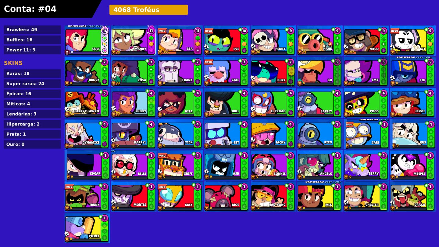 Contas Brawl Stars ( Contas raras com Shelly Estelar)