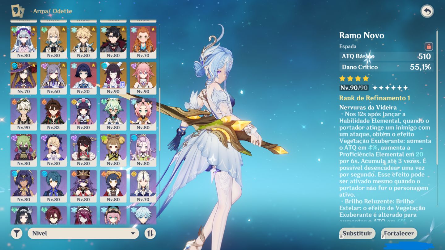 CONTA GENSHIN 56 PERSONAGENS T5 E 11 ARMAS T5