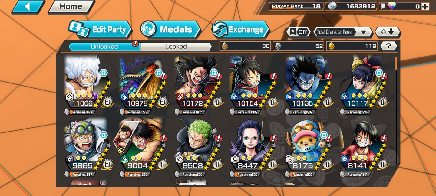 Conta com ex novo no one piece baunty rush