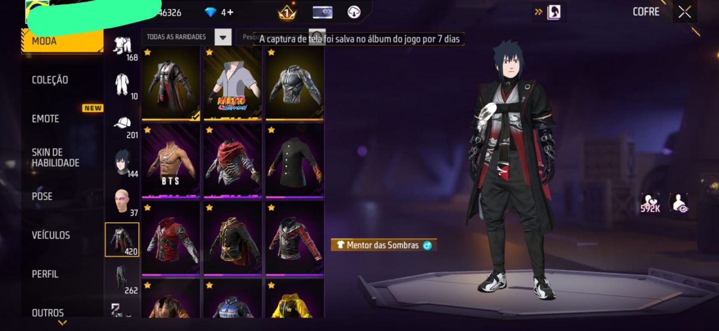 CONTA DE FREE FIRE LEVEL 68, 3 TOP CRIMINAL, PUNHO, EVOLUTIVA, MANOMAX, DRAGAO