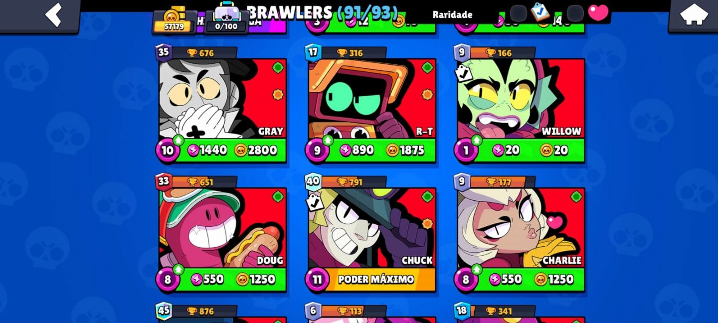 Conta Brawl Stars Rara 91/93 personagens - Vem no Certo