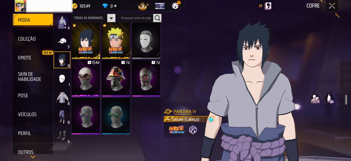 CONTA BOT DE FF COM NARUTO E SASUKE