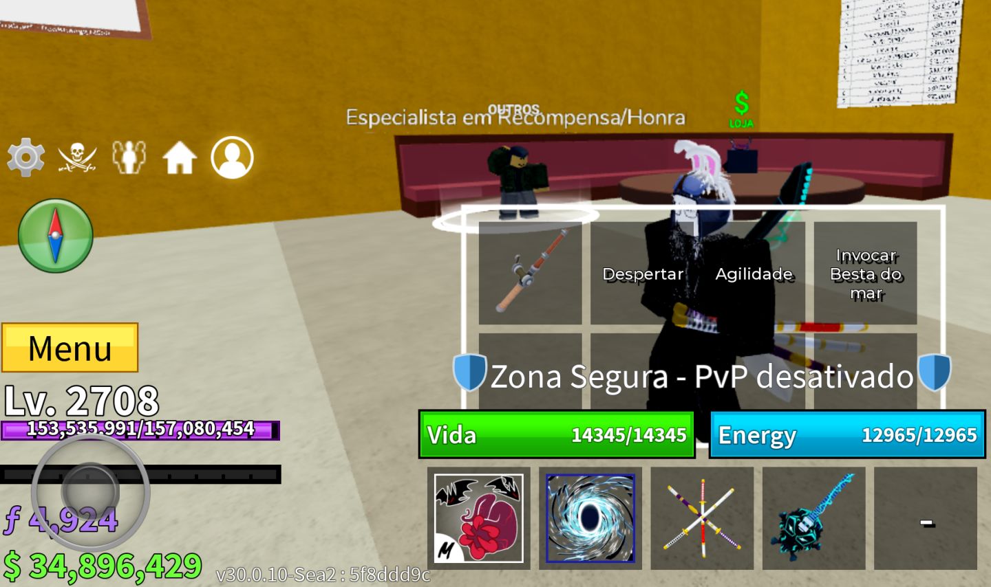 Conta blox fruits End game muita skin fora do jogo com robux pra gastar