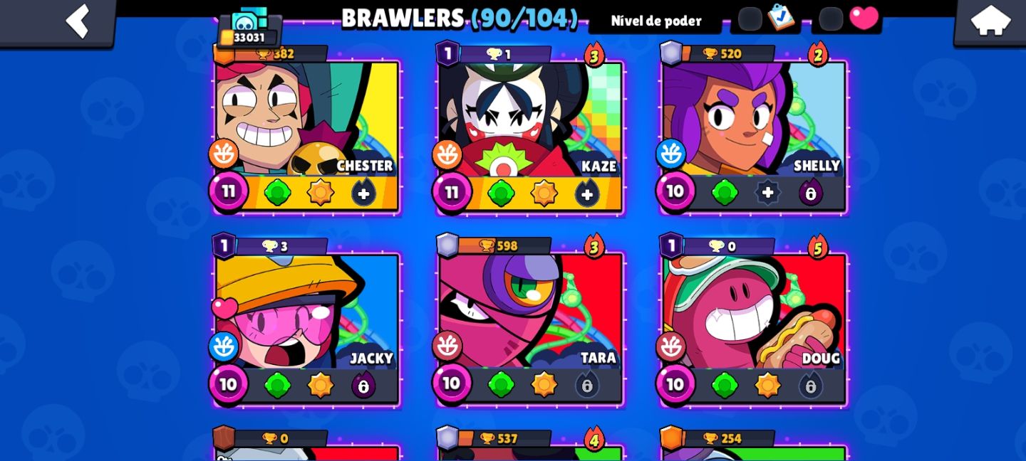 CONTA BRAWL STARS 90 BRAWLERS