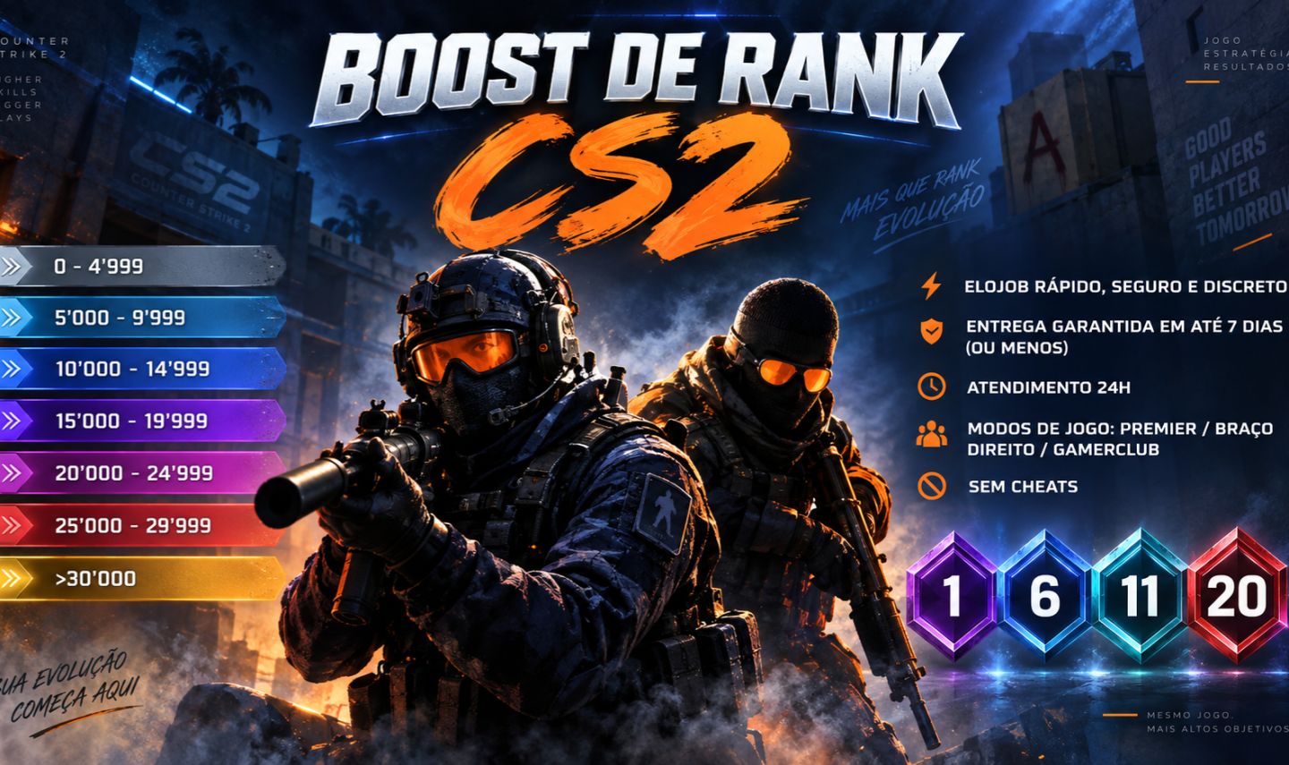 RANK BOOST (ELOJOB) CS2 - PREMIER, GAMERSCLUB, BRAÇO DIREITO