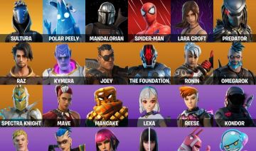 CONTA FORTNITE COM HOMEM ARANHA, LARA CROFT, 1.250 V-BUCKS E 33 SKINS