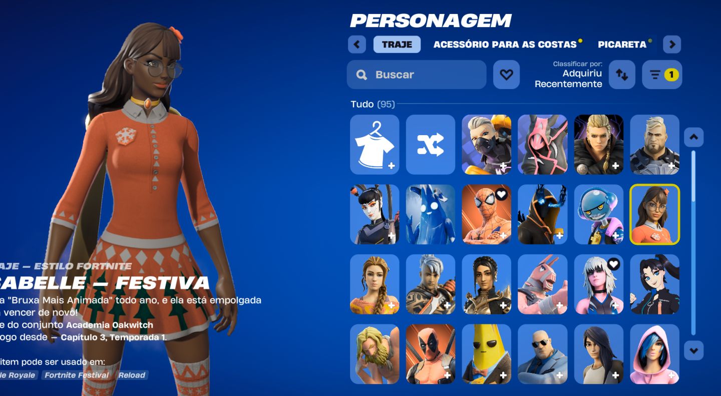 Conta fornite com algumas skins raras
