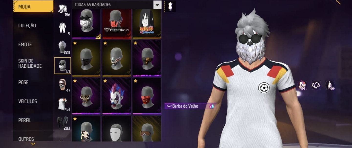 Conta de free fire roupa do mandela, com 2 ump att!! 451 peitoral, 283 calças!!