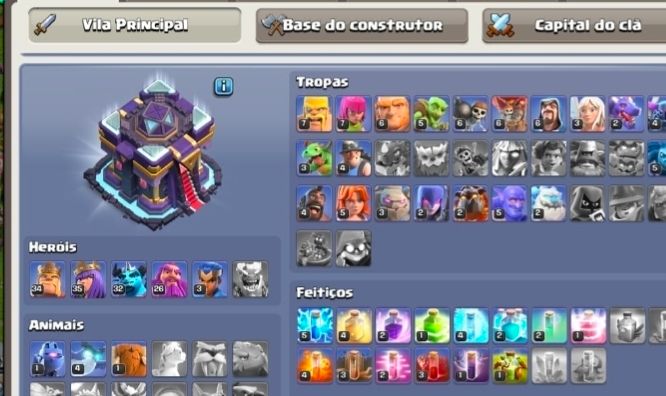Conta clash of clans cv15 nível 89
