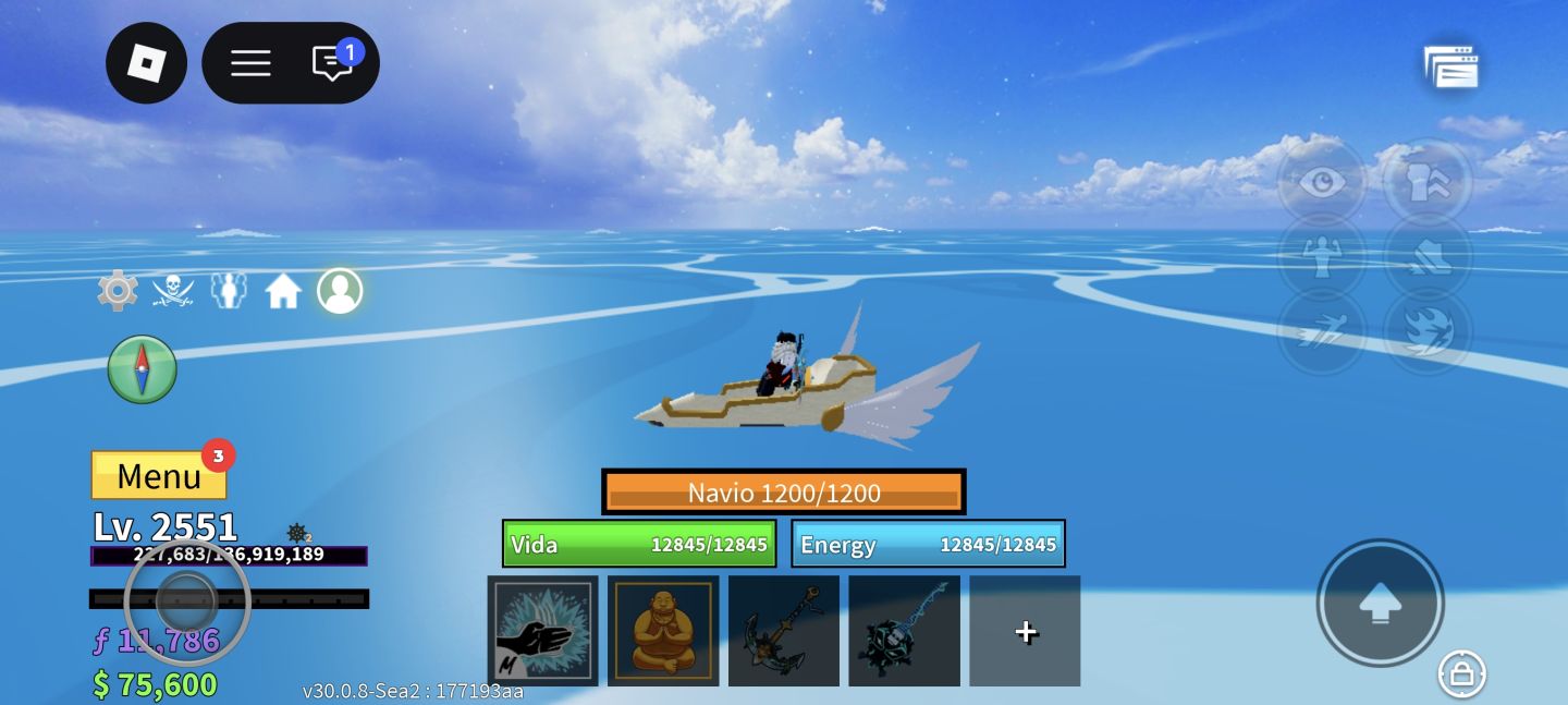 Conta de Roblox, com blox fruits upada, king legacy, e project Slayers.