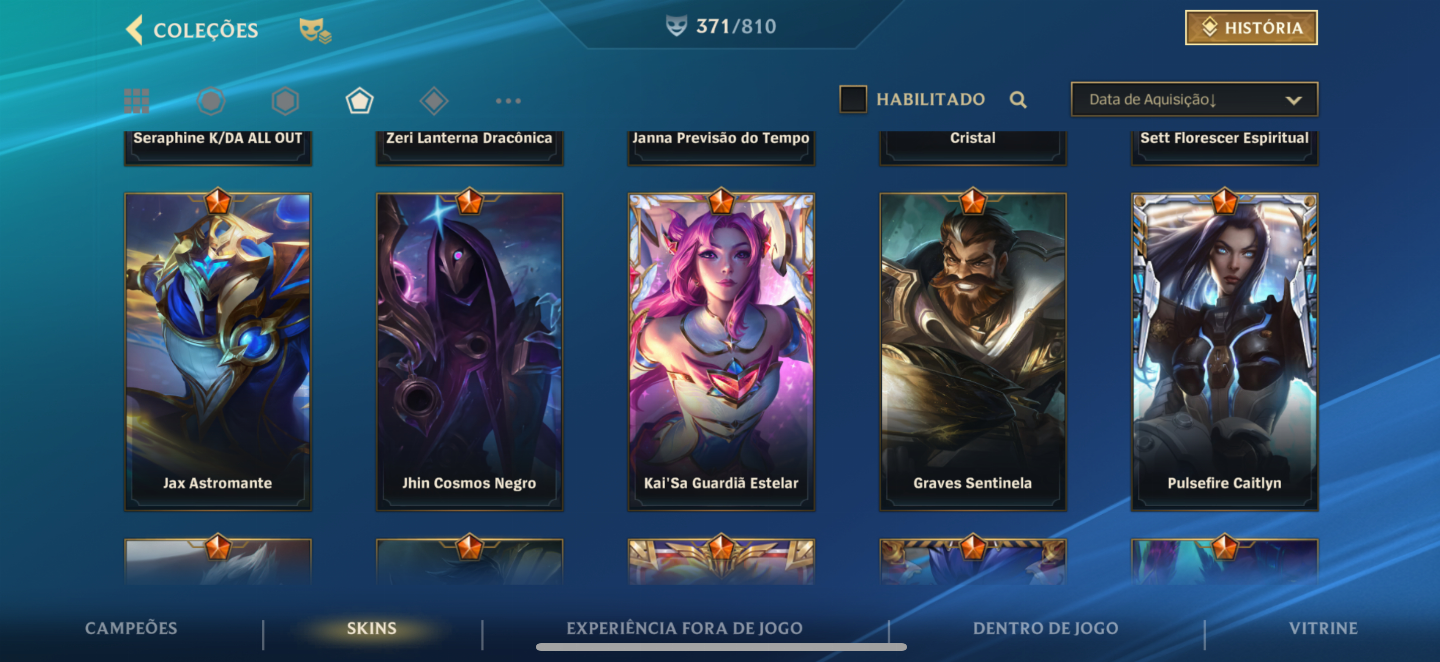 Conta wild rift 371 skins, já foi lenda e monarca
