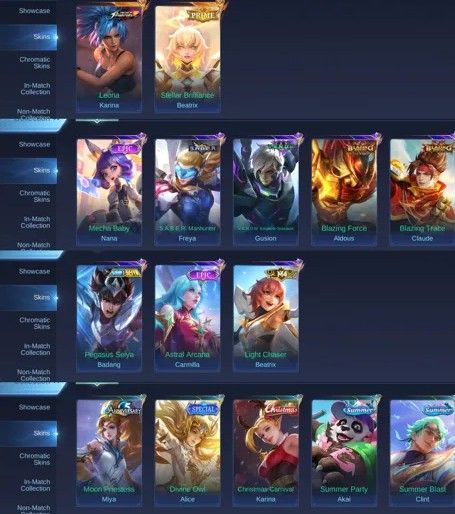 EMBLEMA MÁXIMO COMPLETO - 193 SKINS - KOF KARINA - PRIME BEATRIX - SAINTSEIYA