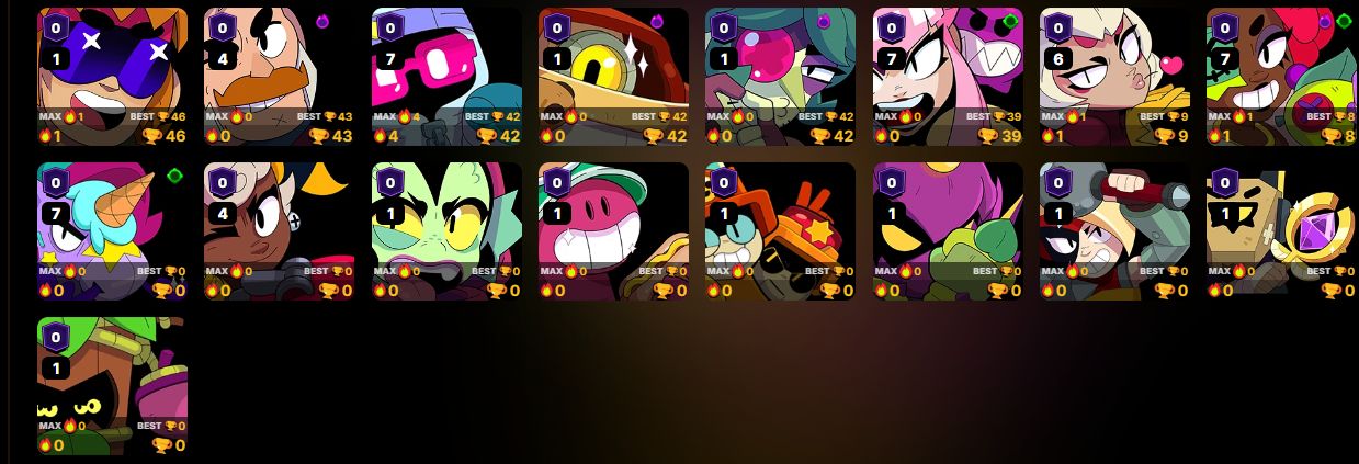 CONTA BRAWL STAR NIVEL 116 - 7 LENDARIOS