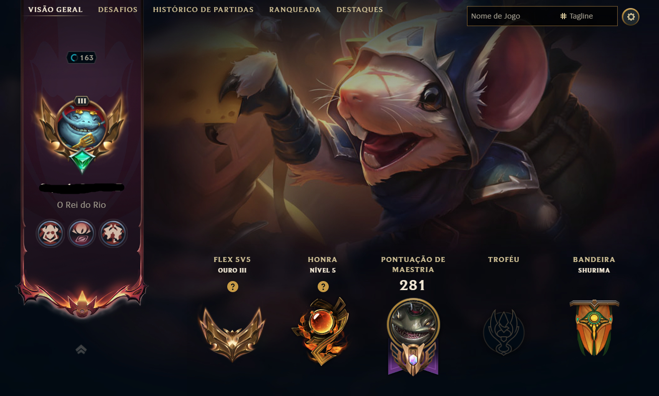 CONTA LOL LVL 163 | 77 SKINS (12 LENDÁRIAS) | MONO TAHM KENCH | HONRA 5