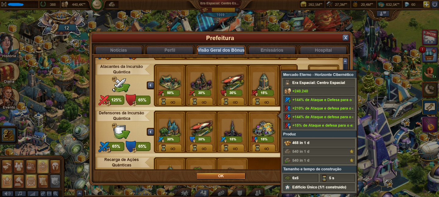 Conta no FoE Forge of Empires na Era Centro Espacial