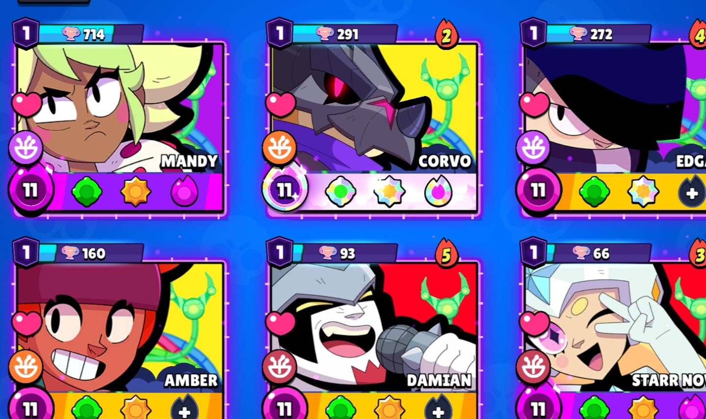 Conta de brawl stars full acesso 86 brawlers com 29 hypercargas e 15 prestigios