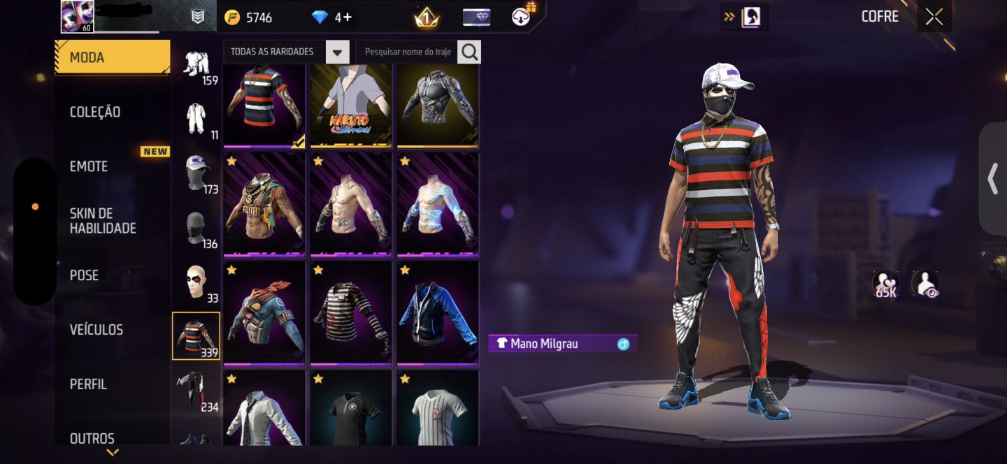 CONTA DE FREE FIRE GEMADA NÍVEL 60 COM ANGELICAL, FITINHA e COELHÃO