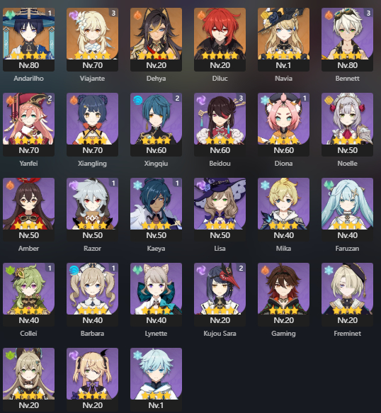 Conta HSR Upada Rank 70 E Genshin Impact AR 49 (CHEQUE A DESCRIÇÃO)