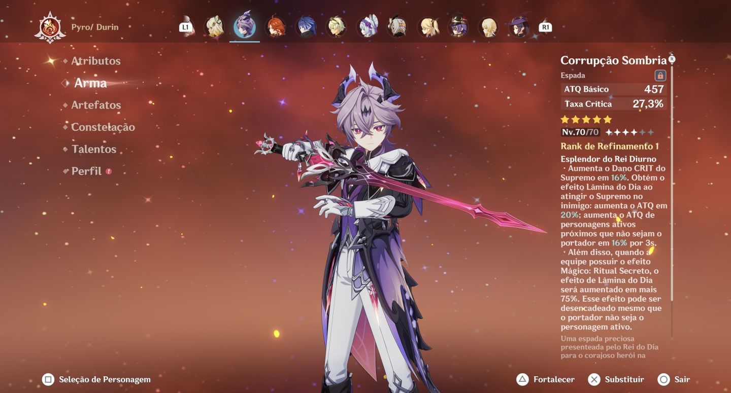 PACOTÃO GENSHIN + HONKAI | SKIRK PREMIUM, FURINA C1R1, DURIN R1 + EVERNIGHT C2R1