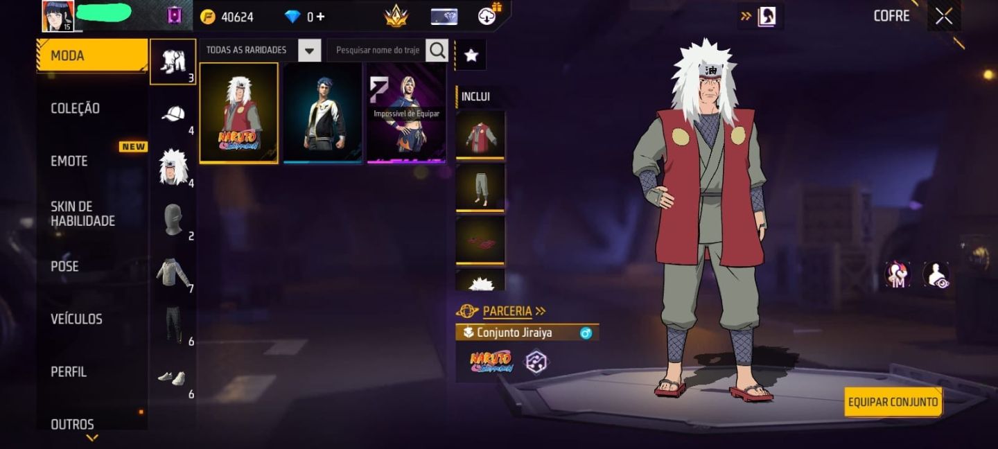 CONTA FF EXCLUSIVA NV 15 - PARCERIA NARUTO (JIRAYA) + MOCHILA SHURIKEN + CARTÃO