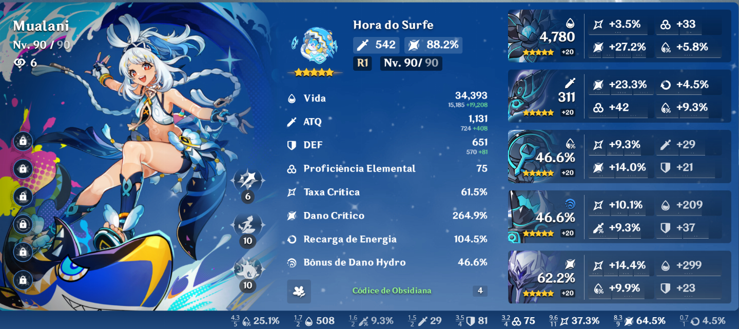 |Genshin AR60| 21K Gemas + 57 Personagens 5 + 16 Armas 5 Kinich top 2% Ganyu 3%