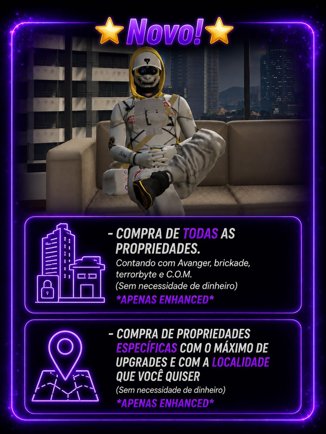 Upagem GTA5 PC enhanced e legacy. Golpe de 15M sem login e propriedades de graça