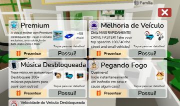 CONTA ROBLOX BROOKHAVEN PREMIUM | +4 PASSES PAGOS (VEÍCULOS/VELOCIDADE/MÚSICA)