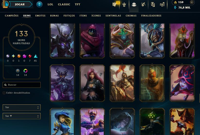 CONTA LOL LEVEL 219, COM 133 SKINS PRATA 1 FULL ACESSO E ENVIO RÁPIDO